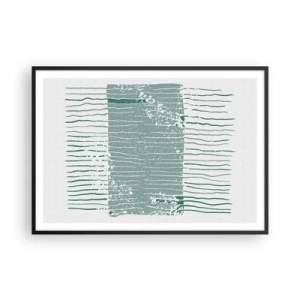 Affiche dans un cadre noir - Poster - Motif géométrique dans les tons vert mer et blanc - 100x70cm - Abstraction de la mer - Décoration murale moderne pour le salon et la chambre ARTTOR