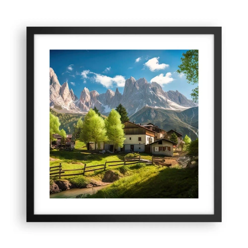 Affiche dans un cadre noir - Poster - Idylle alpine - 40x40 cm