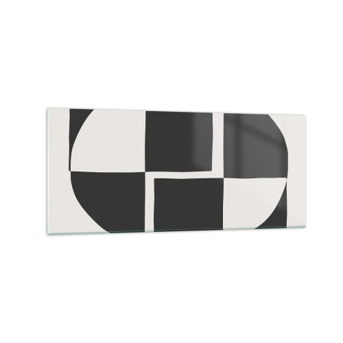 Impression sur verre - Image sur verre - Formes géométriques abstraites en noir et blanc - 120x50cm - Antithèse - Synthèse - Décoration murale moderne pour le salon et la chambre ARTTOR