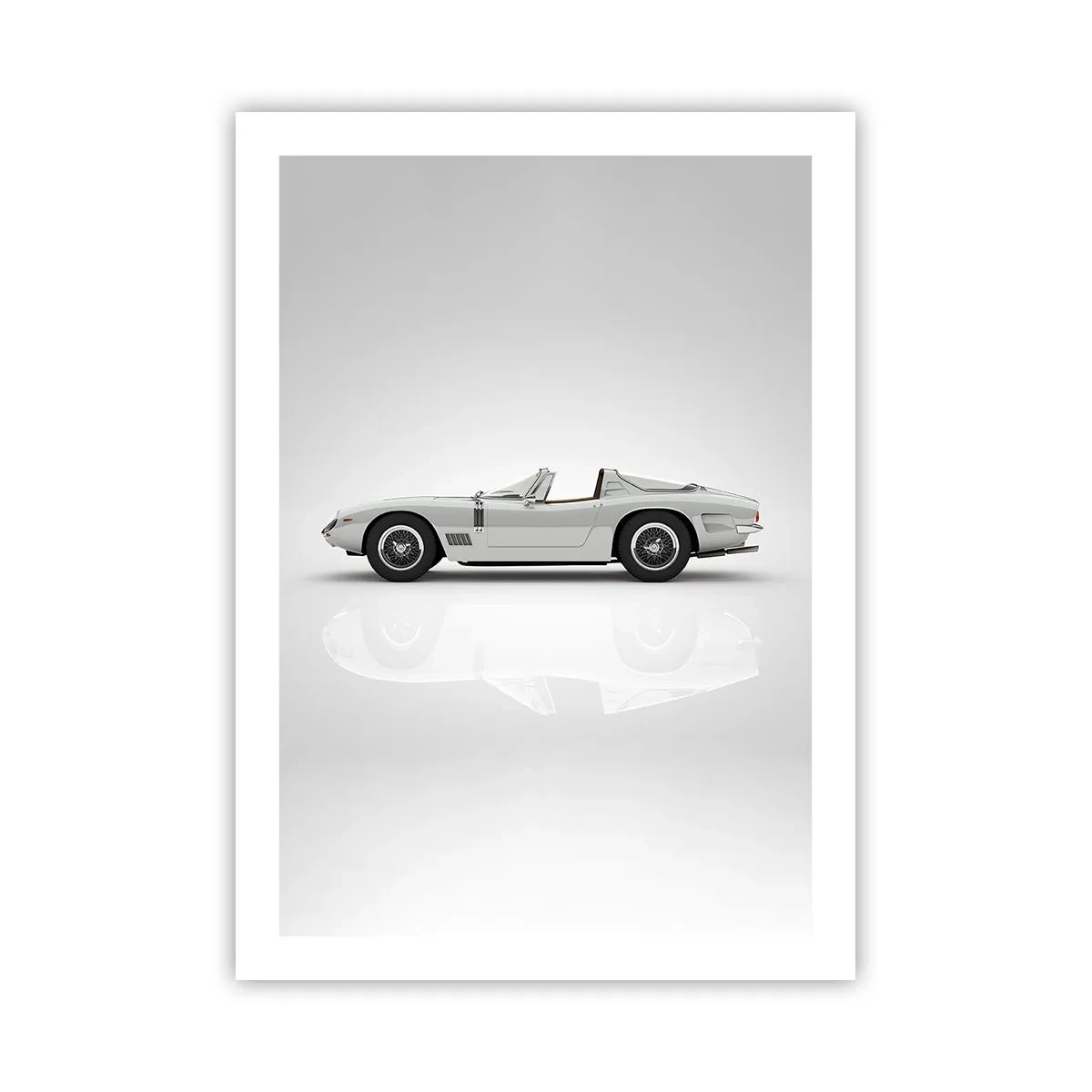 Affiche - Poster - Cabriolet blanc classique sur fond neutre - 50x70cm - Promesse de plaisir - Décoration murale moderne pour le salon et la chambre ARTTOR