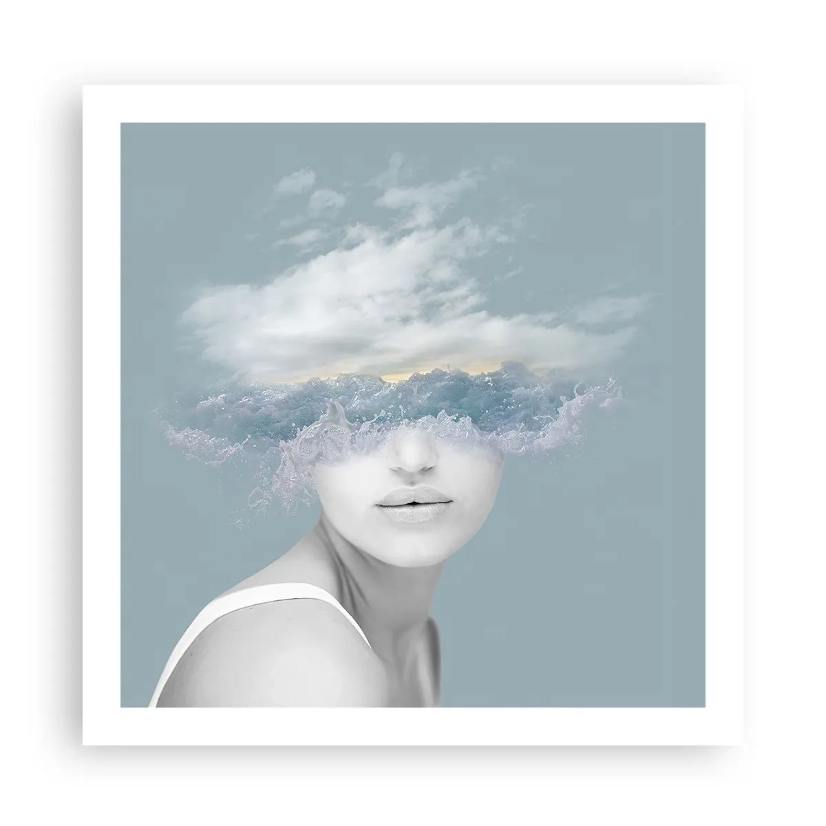 Affiche - Poster - La tête dans les nuages - 60x60 cm