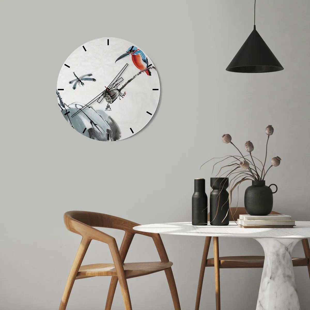 Horloge murale - Pendule murale - La vie du champ - 40x40 cm