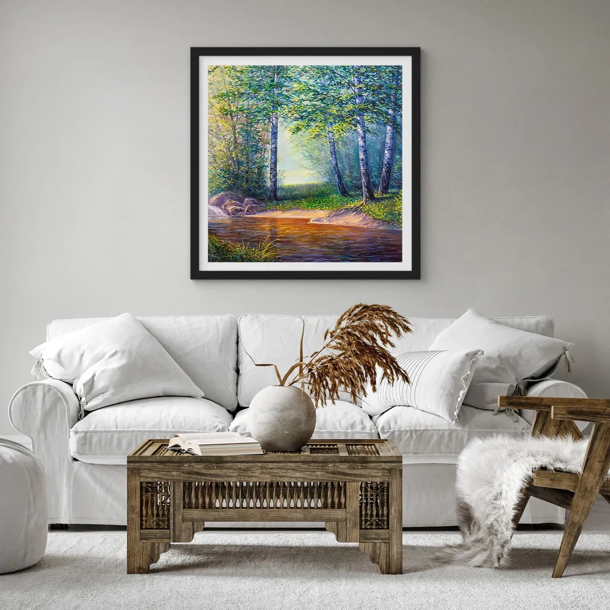 Affiche dans un cadre noir - Poster - Paysage idyllique - 30x30 cm