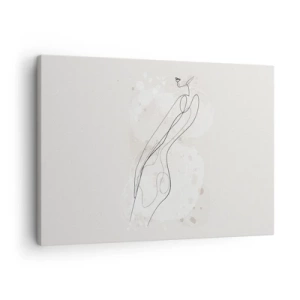 Impression sur toile - Image sur toile - Une esquisse de silhouette subtile dans un style minimaliste - 70x50cm - Trompe l'oeil - Décoration murale moderne pour le salon et la chambre ARTTOR