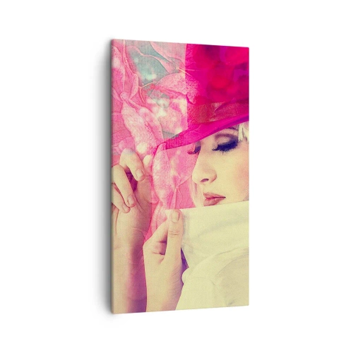 Impression sur toile - Image sur toile - Portrait rétro dans une brume rose - 45x80 cm