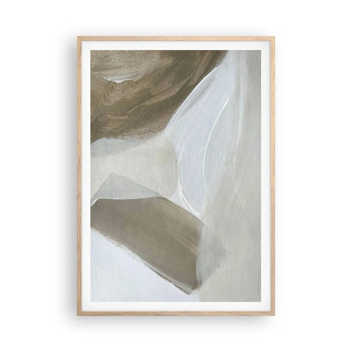 Affiche dans un chêne clair - Poster - Une vague de blanc - 70x100 cm