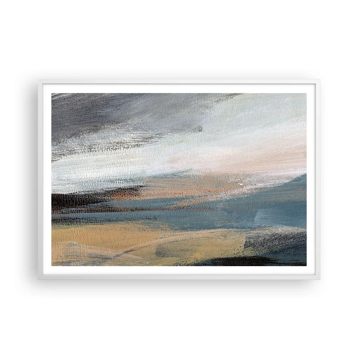 Affiche dans un cadre blanc - Poster - Abstraction : paysage nordique - 100x70 cm