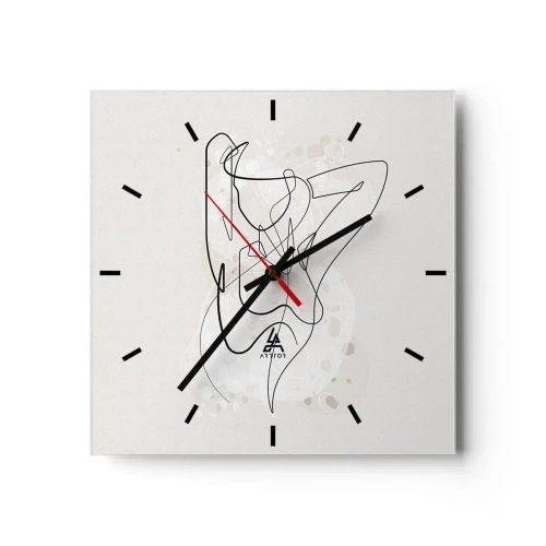 Horloge murale - Pendule murale - Figure d'art linéaire abstraite sur fond clair - 30x30cm - L'art de la séduction - Décoration murale moderne pour le salon et la chambre ARTTOR