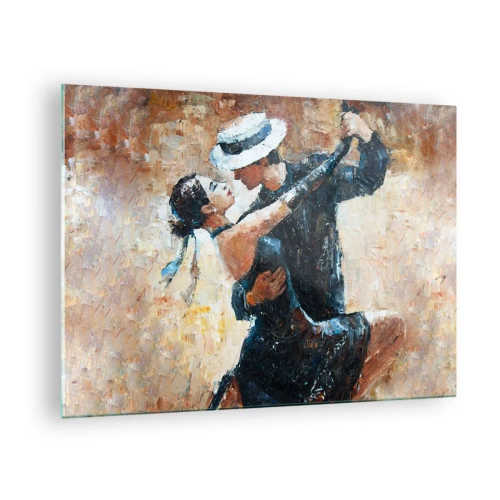 Impression sur verre - Image sur verre - Un couple dansant dans un style élégant avec une touche classique - 70x50cm - À la Rudolf Valentino - Décoration murale moderne pour le salon et la chambre ARTTOR