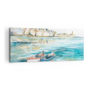 Impression sur toile - Image sur toile - Paysage dans l'azur - 100x40 cm