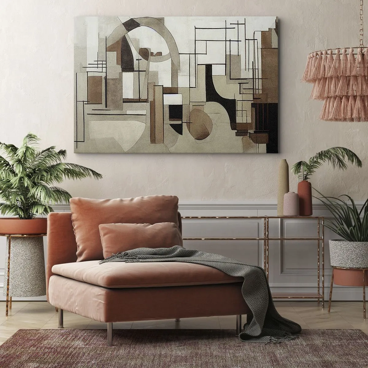 Impression sur toile - Image sur toile - Abstraction architecturale en beige et marron - 70x50cm - Paysage urbain 2.0 - Décoration murale moderne pour le salon et la chambre ARTTOR