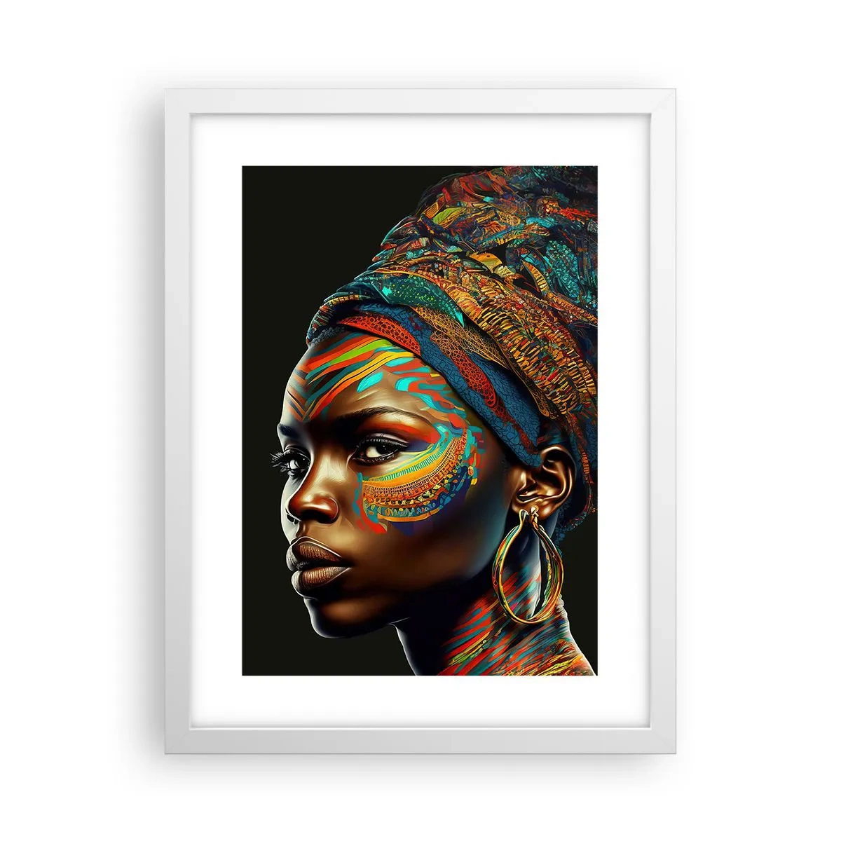Affiche dans un cadre blanc - Poster - reine africaine - 30x40 cm