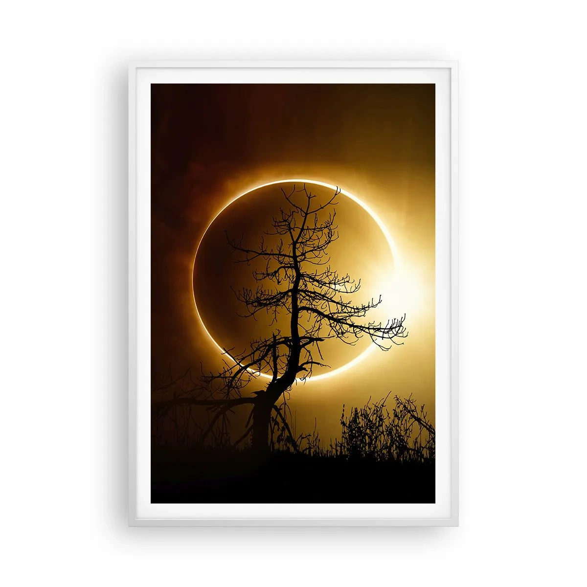Affiche dans un cadre blanc - Poster - Éclipse totale - 70x100 cm