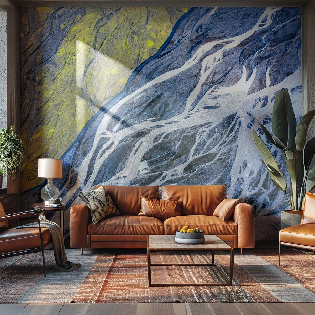 Papier Peint Photo Premium Sand - Une vue plongeante sur la surface de la Terre ressemblant à une peinture abstraite - 100x70cm - Peintures rupestres de la nature - Décoration murale moderne pour le salon et la chambre ARTTOR