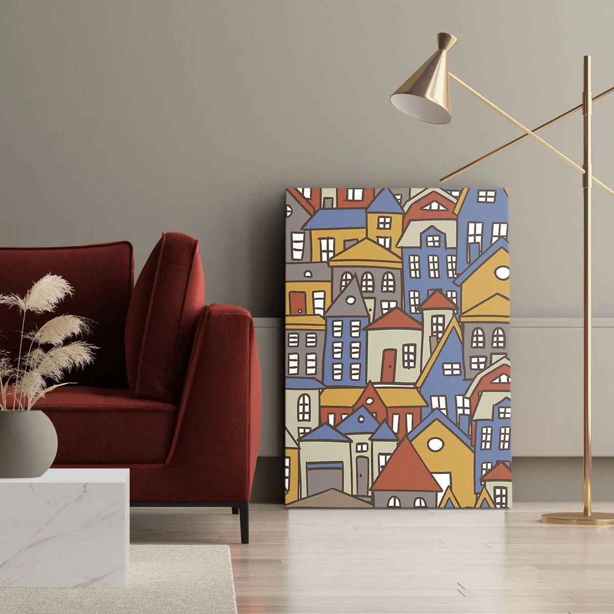 Impression sur toile - Image sur toile - Derrière la maison, une maison - 65x120 cm