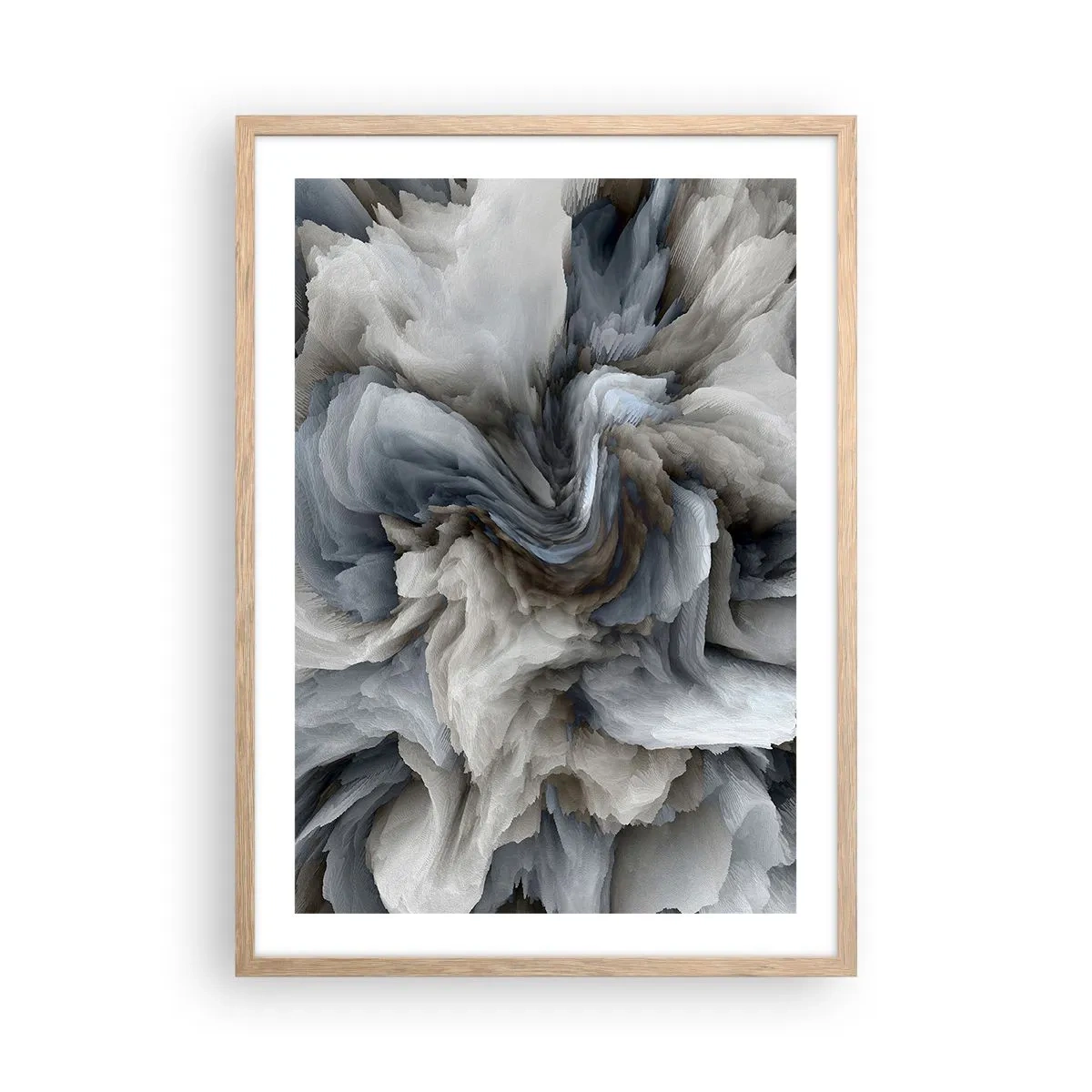 Affiche dans un chêne clair - Poster - Pierre et fleur - 50x70 cm