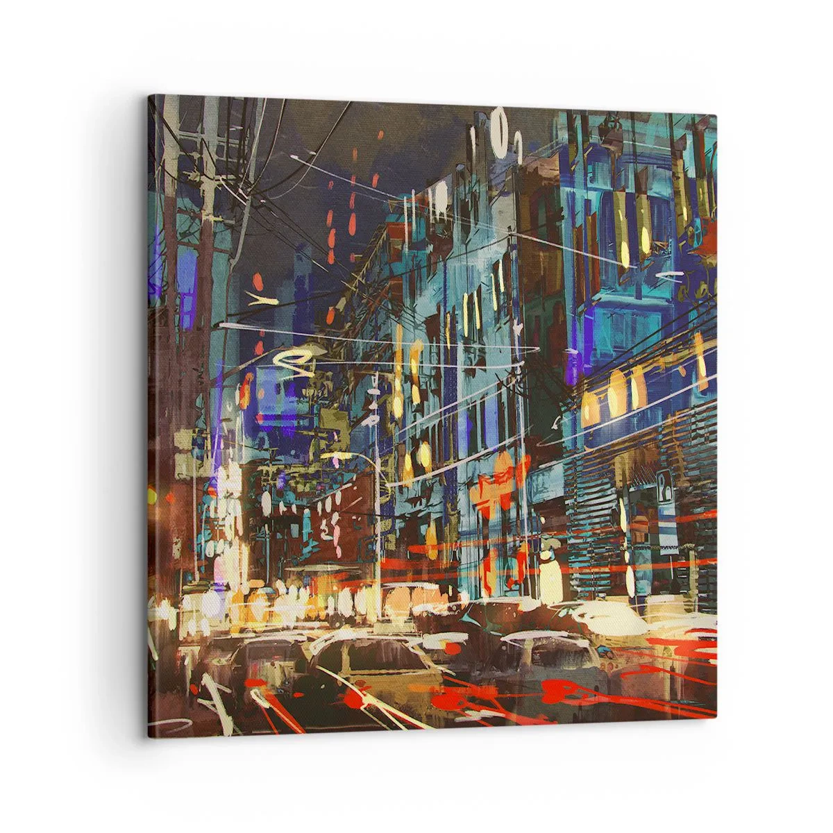 Impression sur toile - Image sur toile - L'agitation de la rue en soirée - 60x60 cm