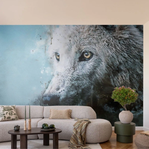 Papier Peint Photo Premium Canvas - Rencontrez l'âme du loup - Animaux, Loup, Prédateur - 300x210 cm