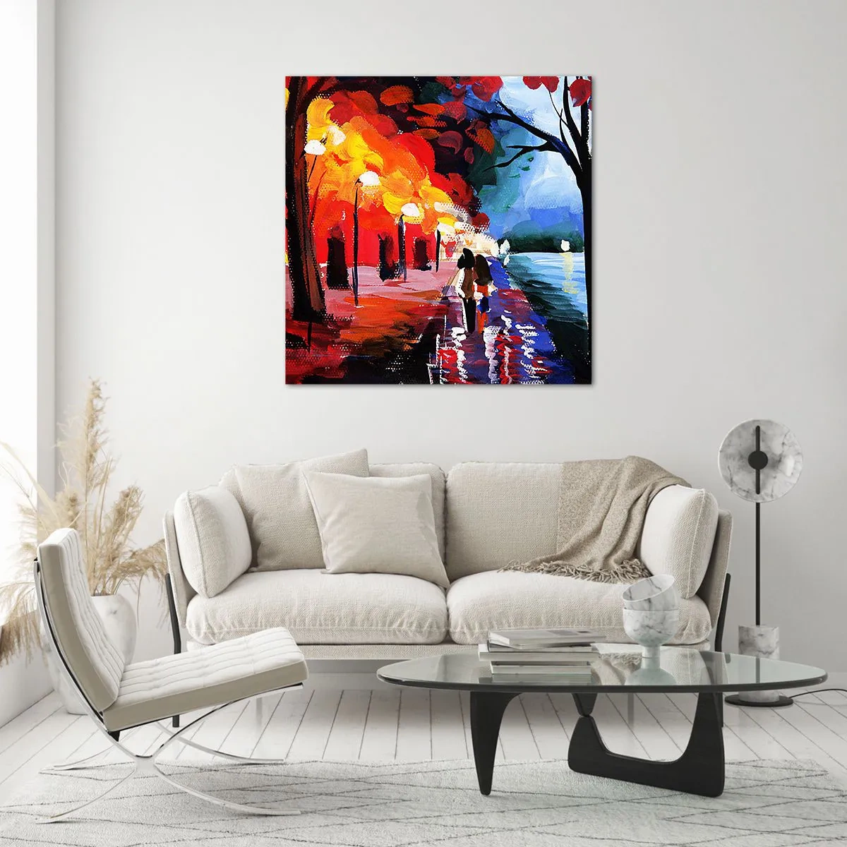 Impression sur verre - Image sur verre - Automne flamboyant dans le parc - 50x50 cm