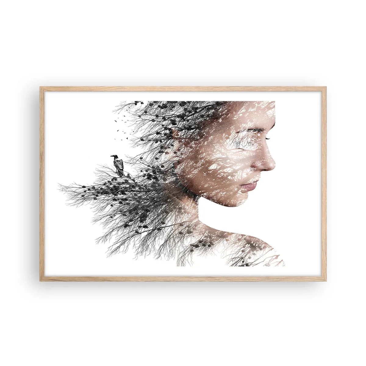 Affiche dans un chêne clair - Poster - L'âme de la forêt - 91x61 cm