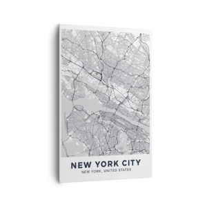 Impression sur toile - Image sur toile - Un plan de ville dans un style minimaliste sur fond gris - 80x120cm - Anatomie de la métropole - Décoration murale moderne pour le salon et la chambre ARTTOR