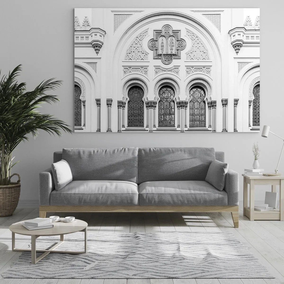 Impression sur verre - Image sur verre - La façade d'un bâtiment historique avec des fenêtres et des détails décoratifs - 70x50cm - À la frontière des cultures - Décoration murale moderne pour le salon et la chambre ARTTOR