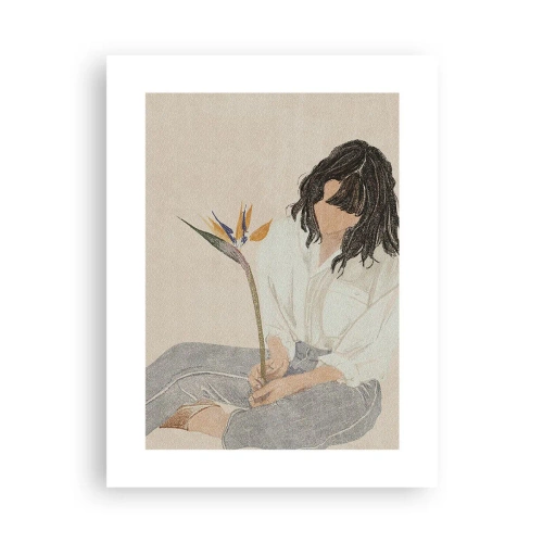 Affiche - Poster - Portrait avec une fleur exotique - 30x40 cm