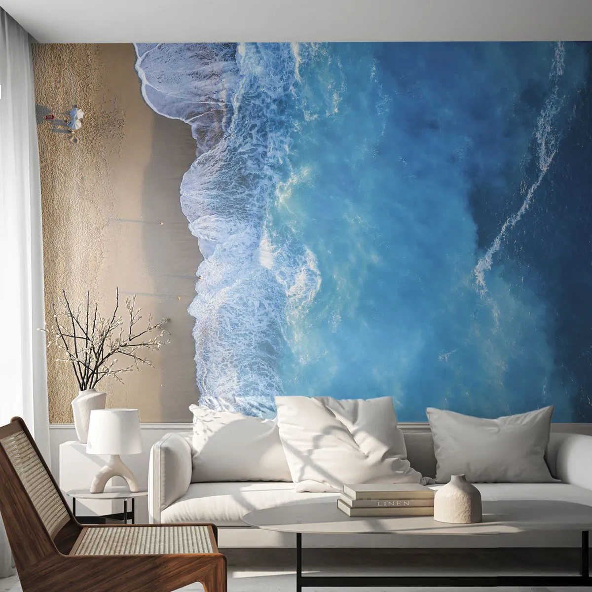 Papier Peint Autocollant Deluxe Sticker - La force du bleu - Paysage, Plage, Mer - 200x140 cm