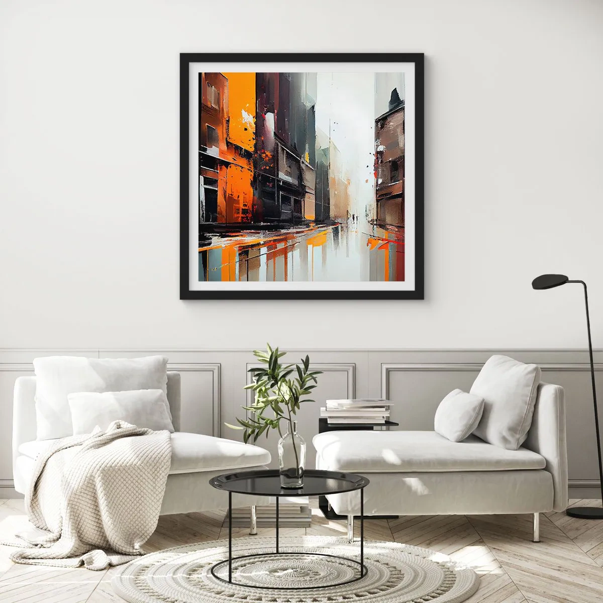 Affiche dans un cadre noir - Poster - Jour de pluie - 30x30 cm