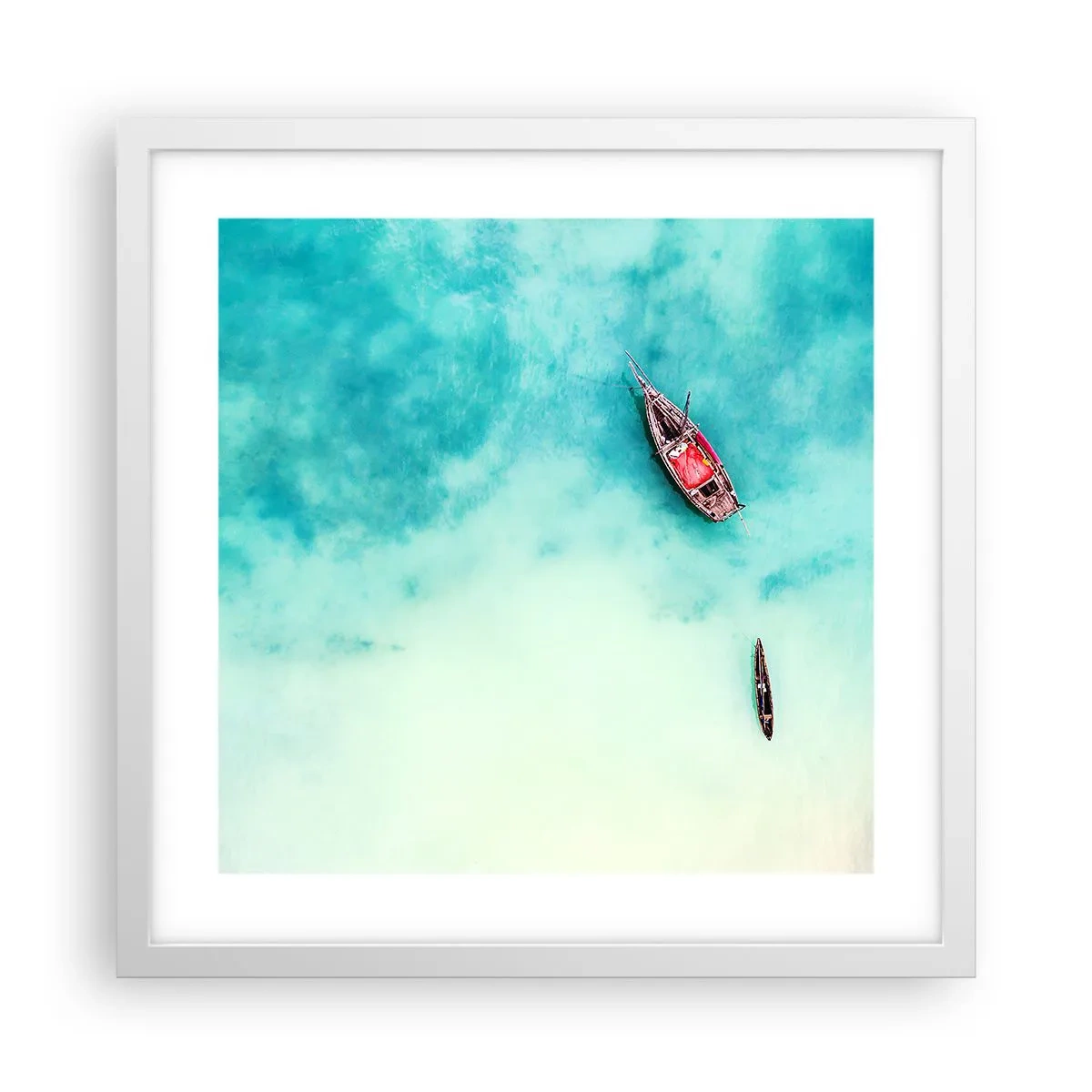 Affiche dans un cadre blanc - Poster - Car sur les plages de Zanzibar, quand il y a un débordement d'eau... - 40x40 cm