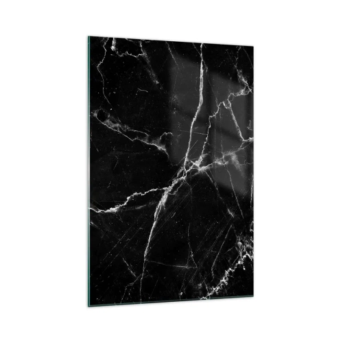 Impression sur verre - Image sur verre - Marbre noir avec des veines blanches dans les détails - 70x100cm - La vie secrète de la pierre - Décoration murale moderne pour le salon et la chambre ARTTOR