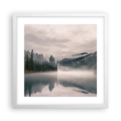 Affiche dans un cadre blanc - Poster - Reflet dans le brouillard - 40x40 cm