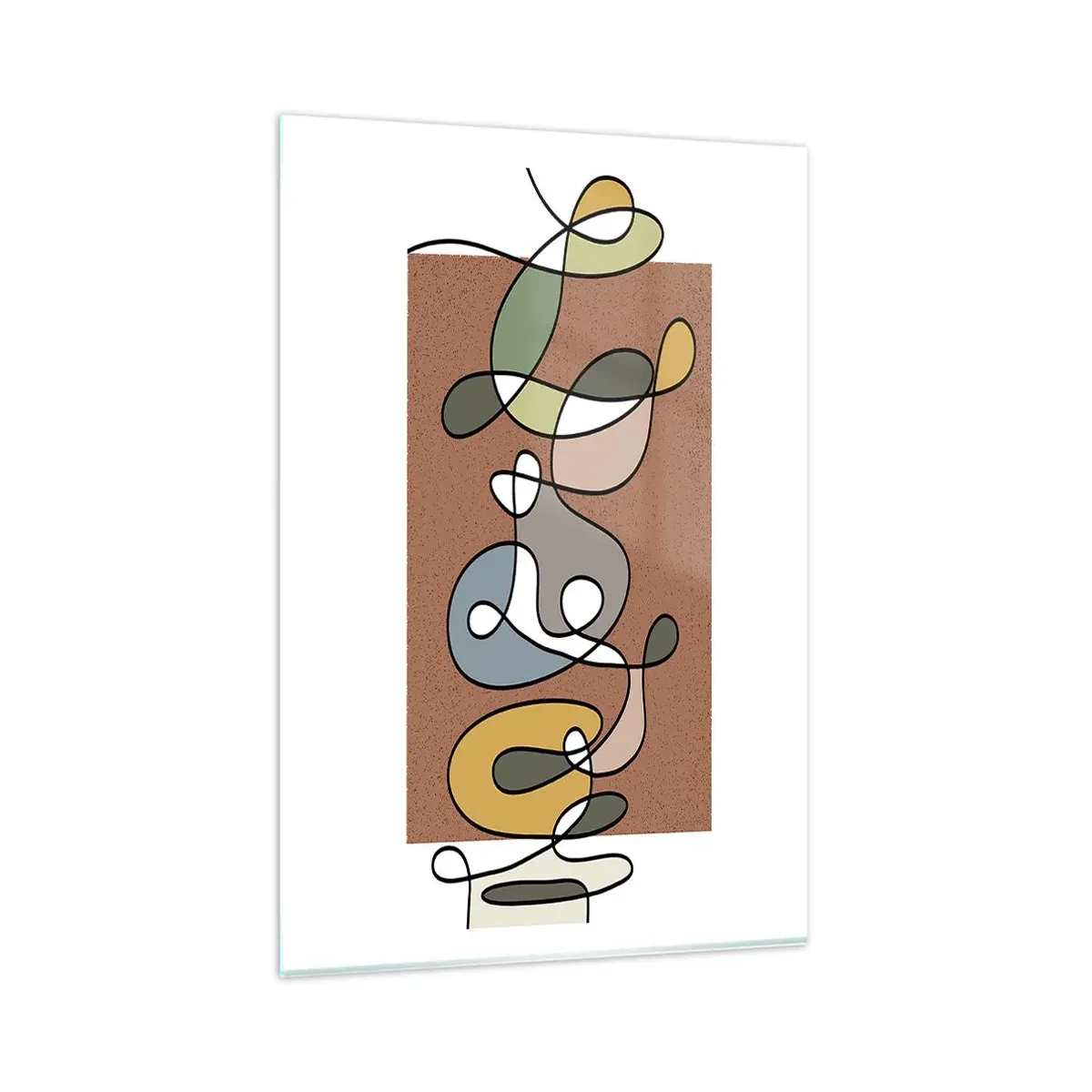 Impression sur verre - Image sur verre - Abstraction colorée avec des taches et des lignes - 80x120cm - Une abstraction qui mérite le sourire - Décoration murale moderne pour le salon et la chambre ARTTOR