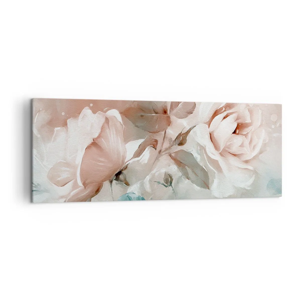 Impression sur toile - Image sur toile - Roses délicates aux tons pastel sur fond clair - 140x50cm - L'esprit du romantisme - Décoration murale moderne pour le salon et la chambre ARTTOR