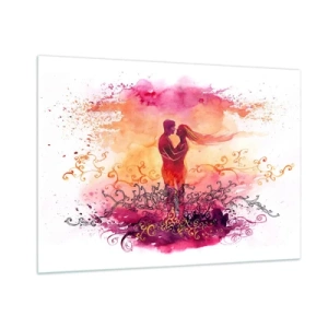 Impression sur verre - Image sur verre - Un couple romantique aux couleurs abstraites et chaudes - 100x70cm - Un coeur! Je n'ai pas besoin de beaucoup… - Décoration murale moderne pour le salon et la chambre ARTTOR