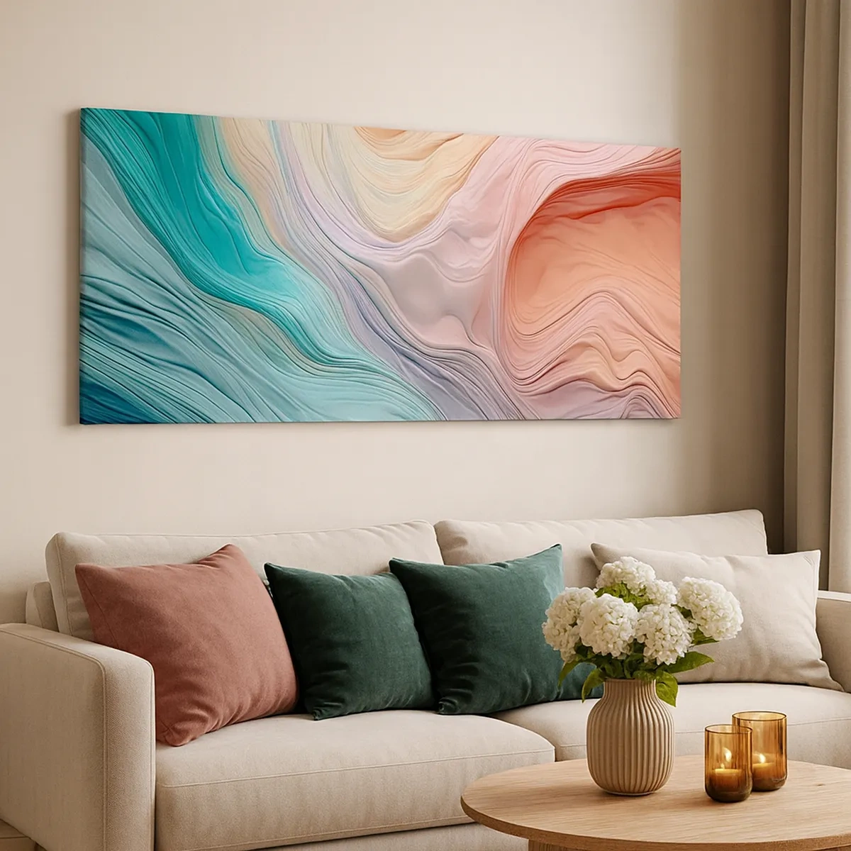 Impression sur toile - Image sur toile - Vague arc-en-ciel - 30x30 cm