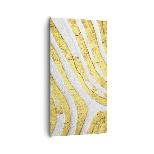 Impression sur toile - Image sur toile - Composition en blanc et or - 65x120 cm