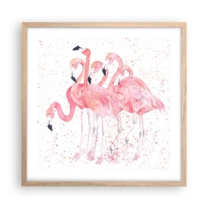 Affiche dans un chêne clair - Poster - Ensemble rose - 50x50 cm