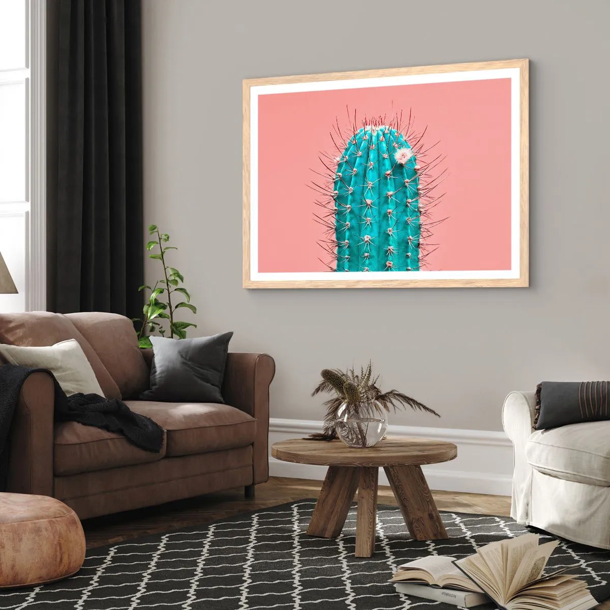 Affiche dans un chêne clair - Poster - Juste regarde - 100x70 cm