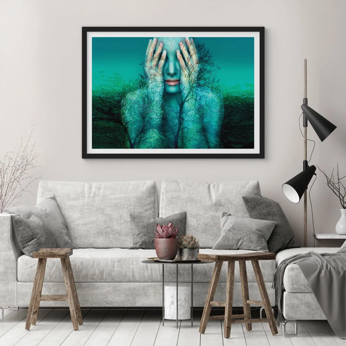 Affiche dans un cadre noir - Poster - immergé dans l'azur - 40x30 cm