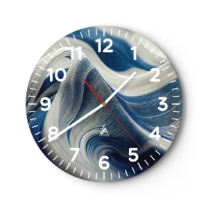 Horloge murale - Pendule murale - La fluidité du bleu et du blanc - 30x30 cm