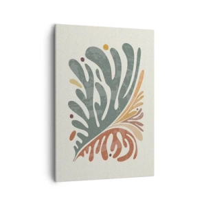 Impression sur toile - Image sur toile - Feuille abstraite colorée sur fond clair - 50x70cm - Feuille multicolore - Décoration murale moderne pour le salon et la chambre ARTTOR