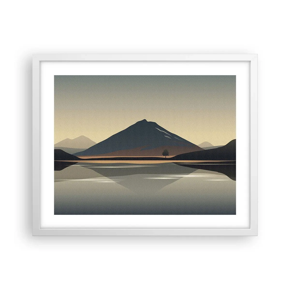 Affiche dans un cadre blanc - Poster - Reflet de miroir - 50x40 cm