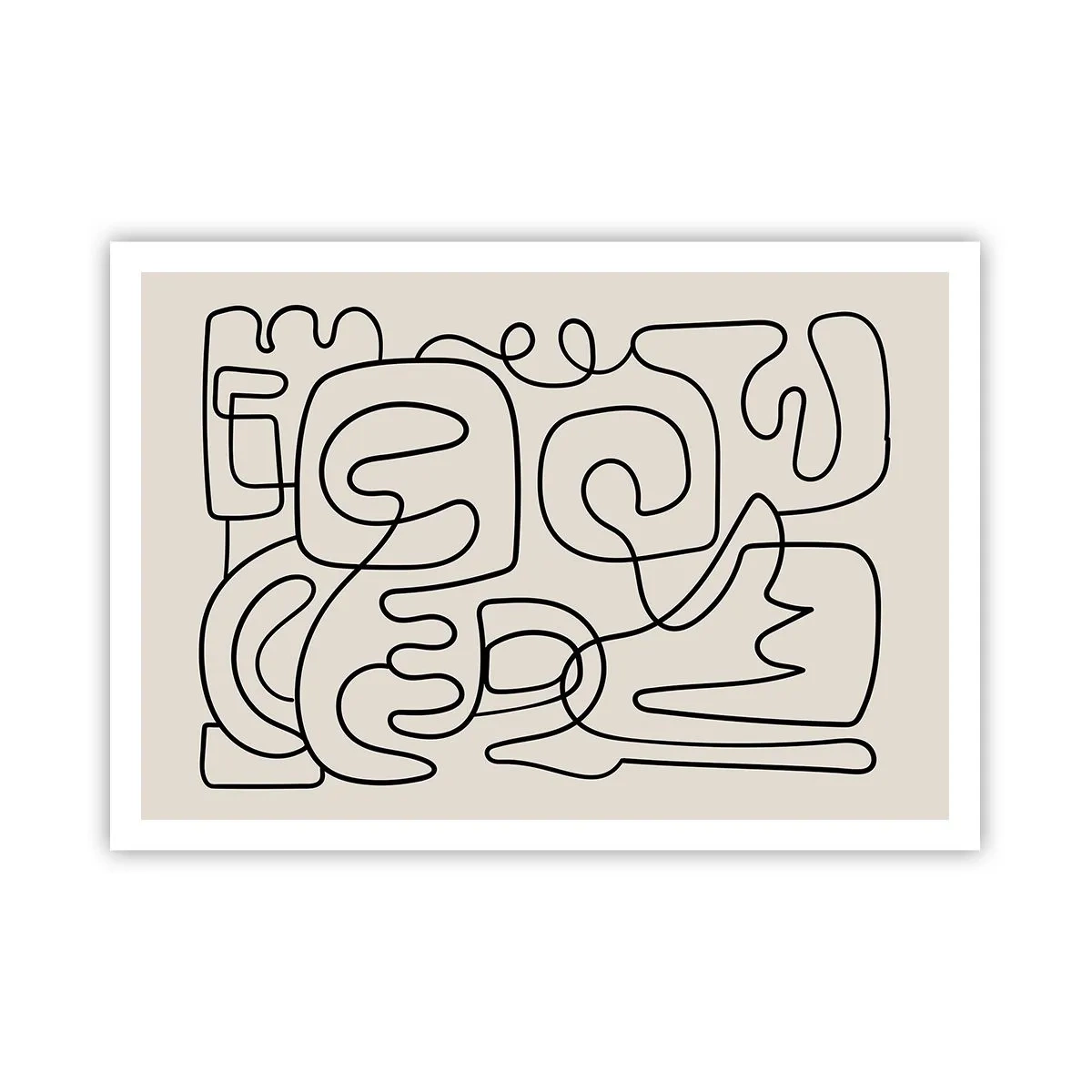 Affiche - Poster - Motif d'art linéaire abstrait en noir sur fond clair - 100x70cm - Suivez les indices - Décoration murale moderne pour le salon et la chambre ARTTOR