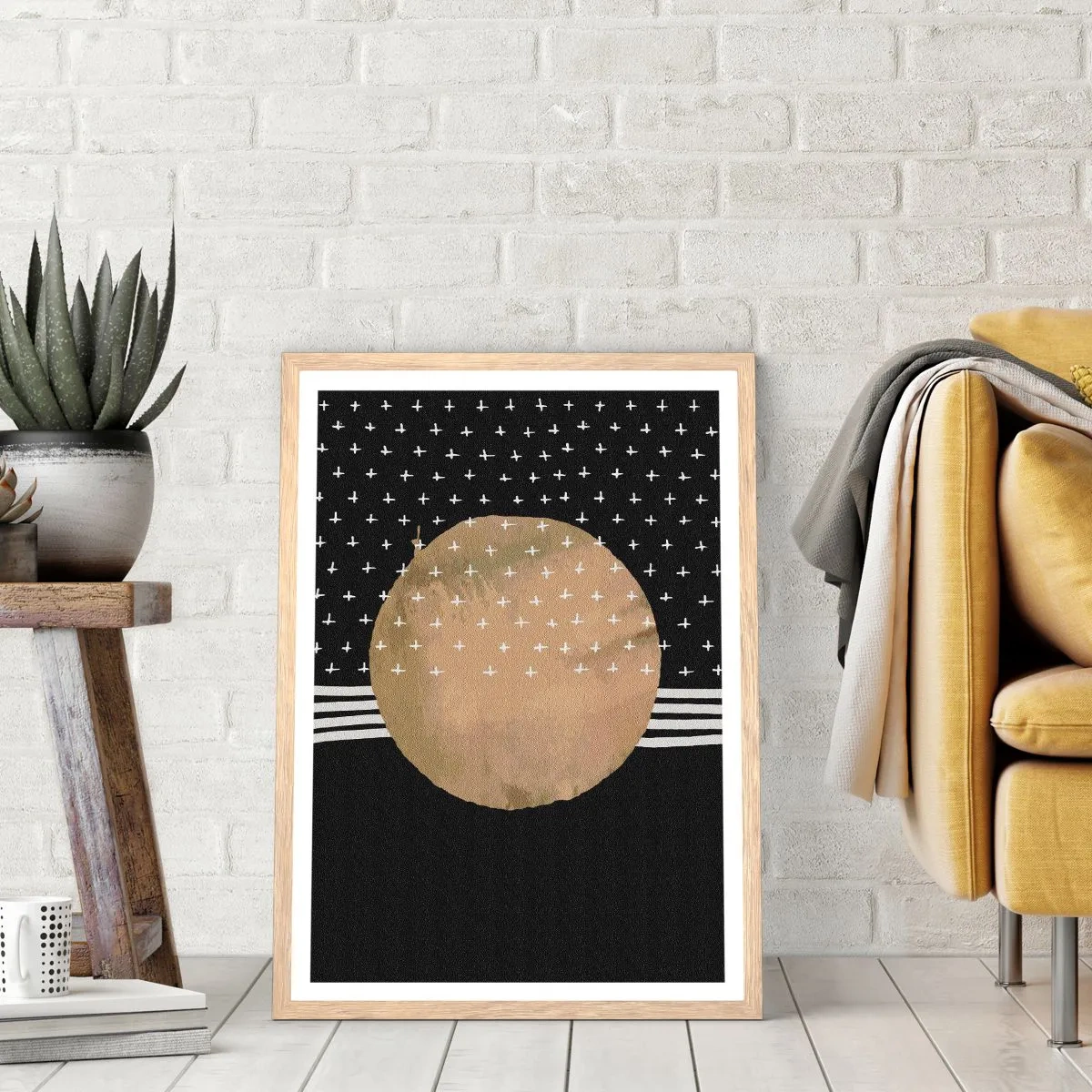 Affiche dans un chêne clair - Poster - Composition : drapeau galaxie - 70x100 cm