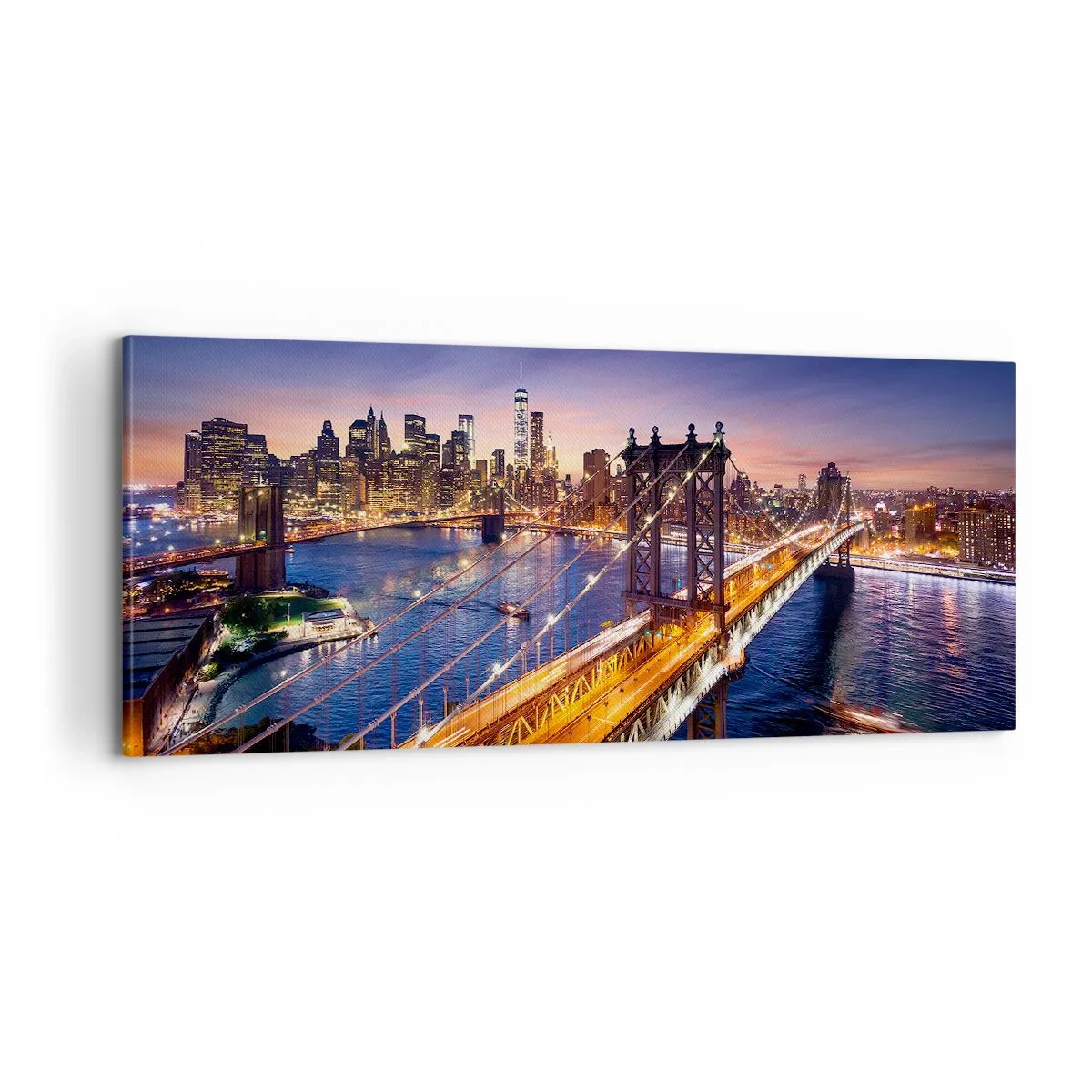 Impression sur toile - Image sur toile - Un pont lumineux au cœur de la ville - 100x40 cm