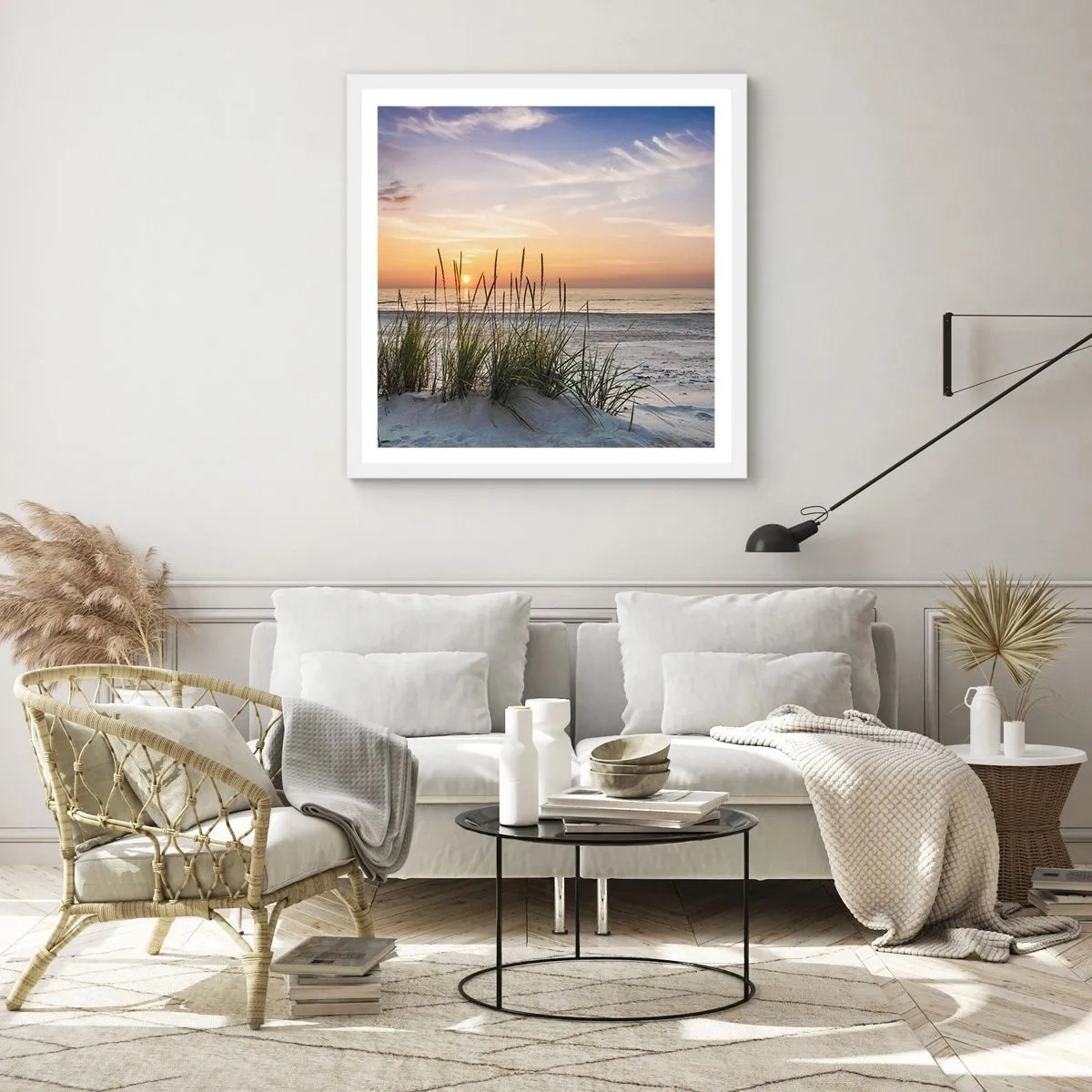 Affiche dans un cadre blanc - Poster - Regarde, pense, ressent - 50x50 cm