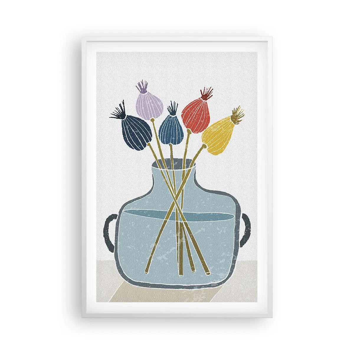 Affiche dans un cadre blanc - Poster - Comme s'il avait semé des graines de pavot - 61x91 cm