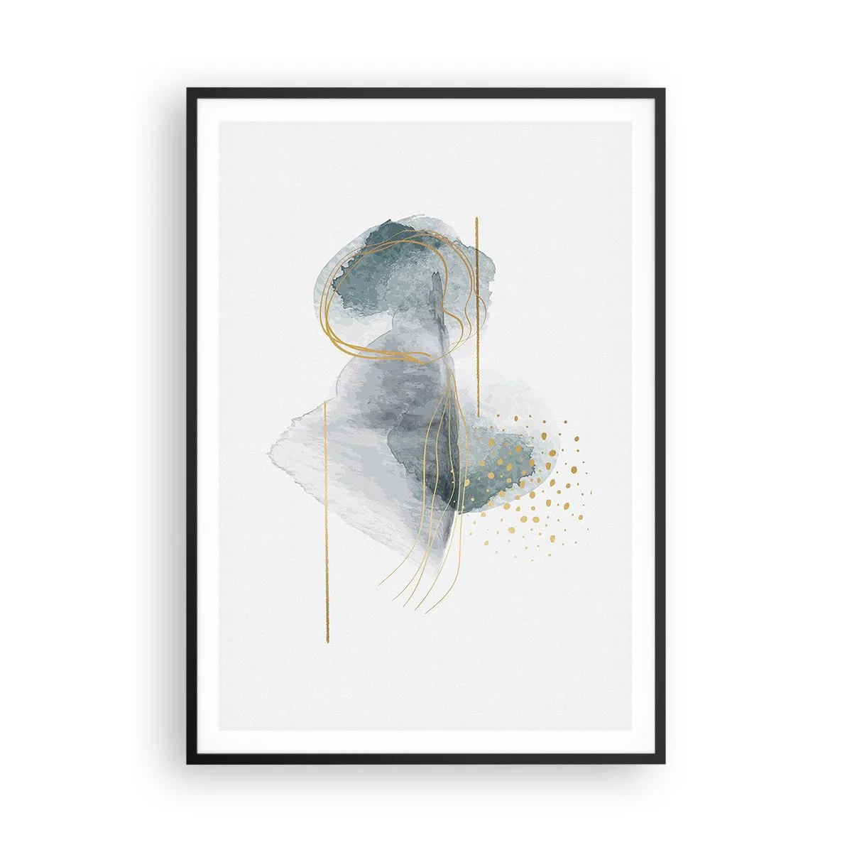 Affiche dans un cadre noir - Poster - À propos de la relation entre le gris et l'or - 70x100 cm