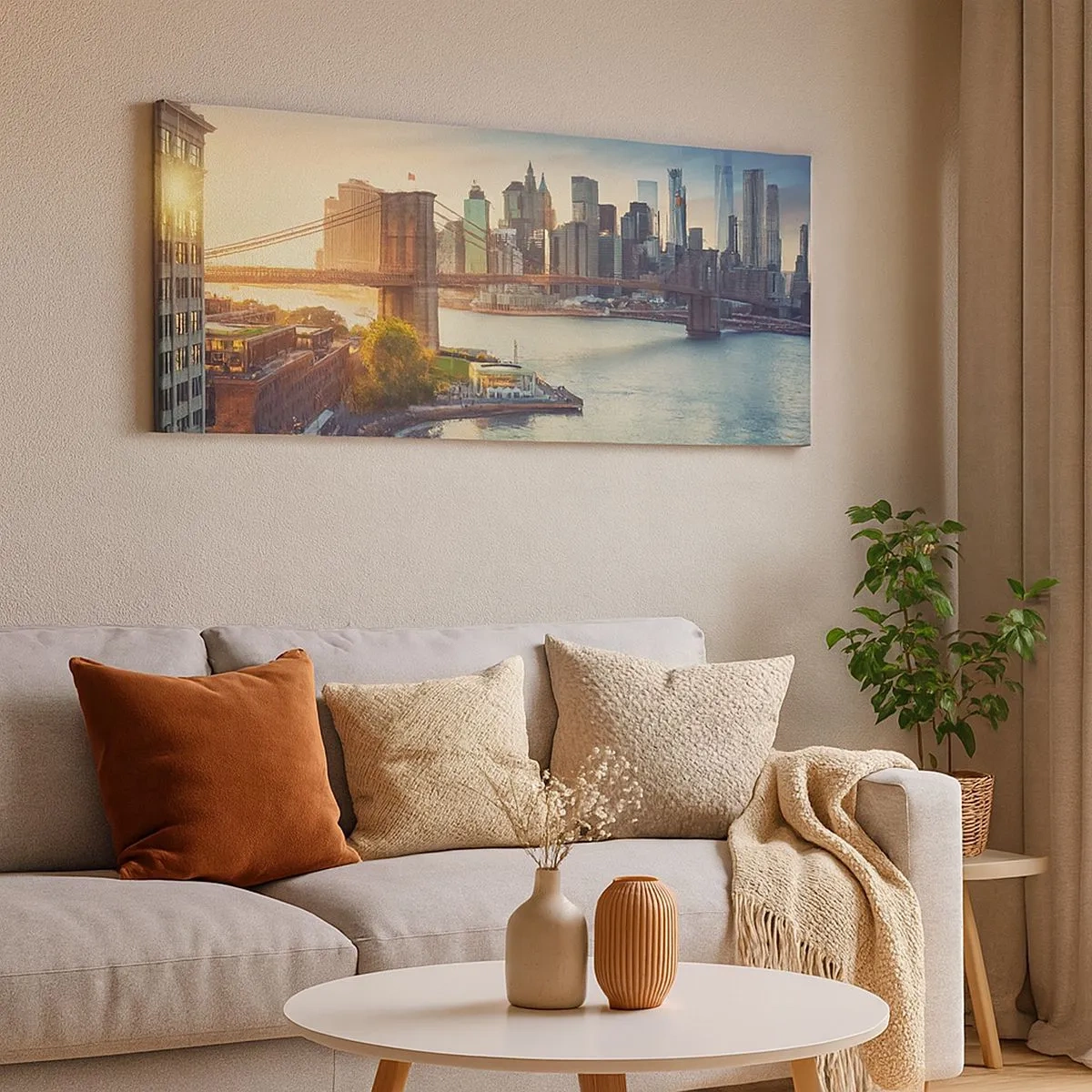 Impression sur toile - Image sur toile - L'aube de la grande ville - 100x40 cm
